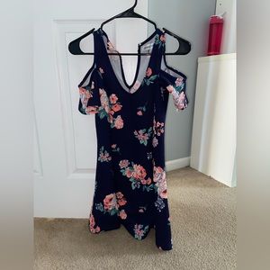 Navy Blue flowy dress with pink flowers